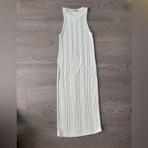 Zara Ivory Knit Midi Dress